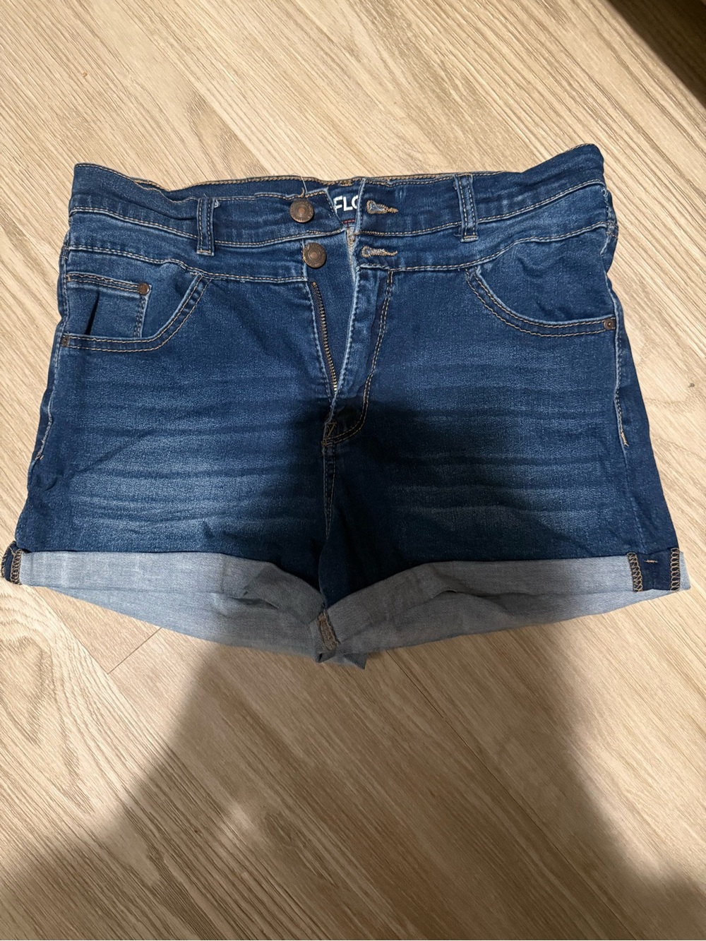 Wallflower Dark Blue Rolled-Cuff Denim Shorts